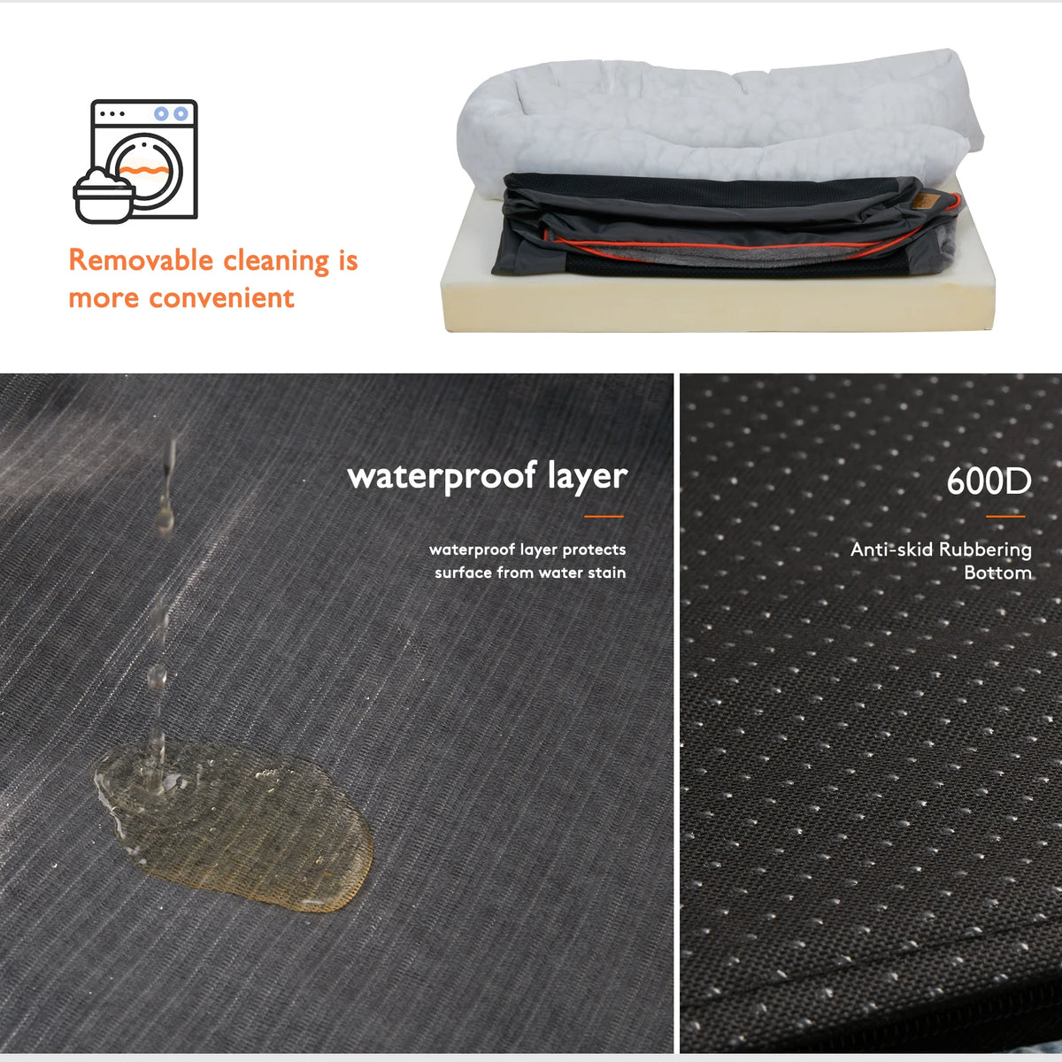 BINGOPAW Orthopedic Dog Bed With Soft Bolster And Removable Cover