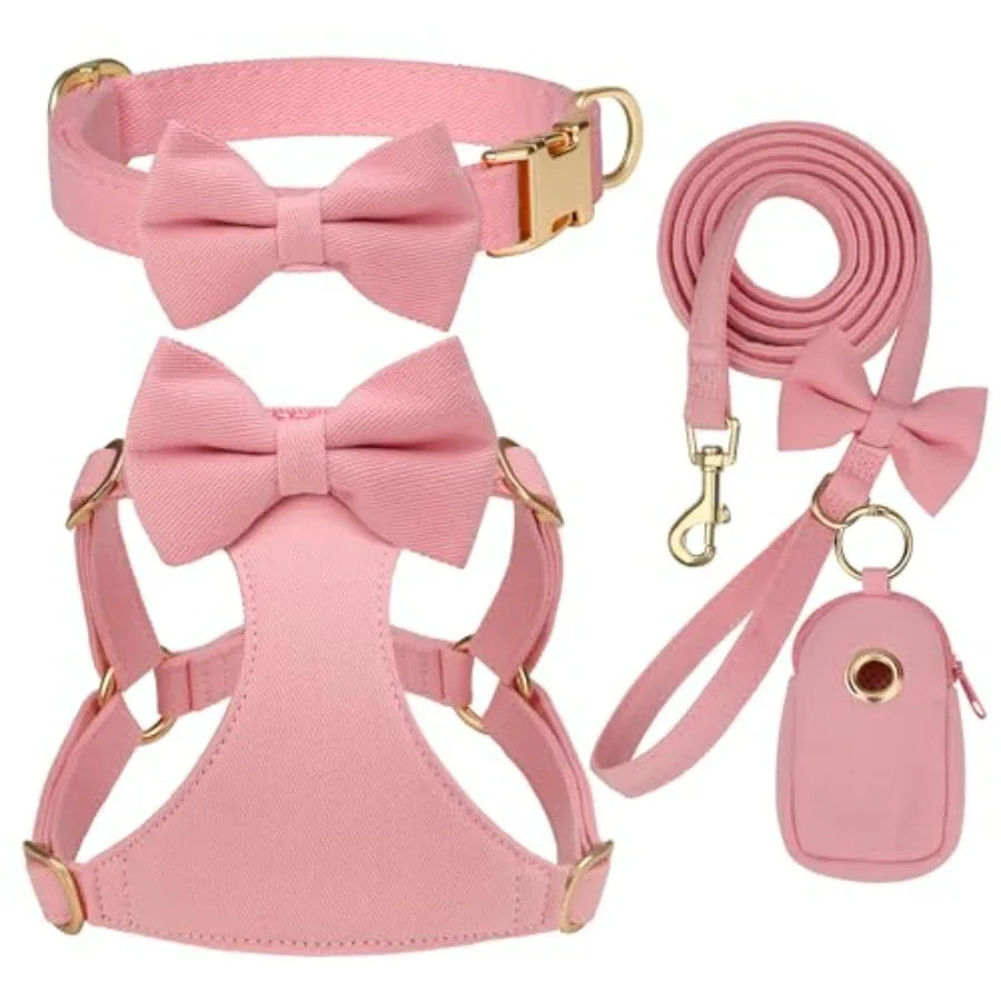 Adjustable Dog Harness Collar And Leash Set For Walking
