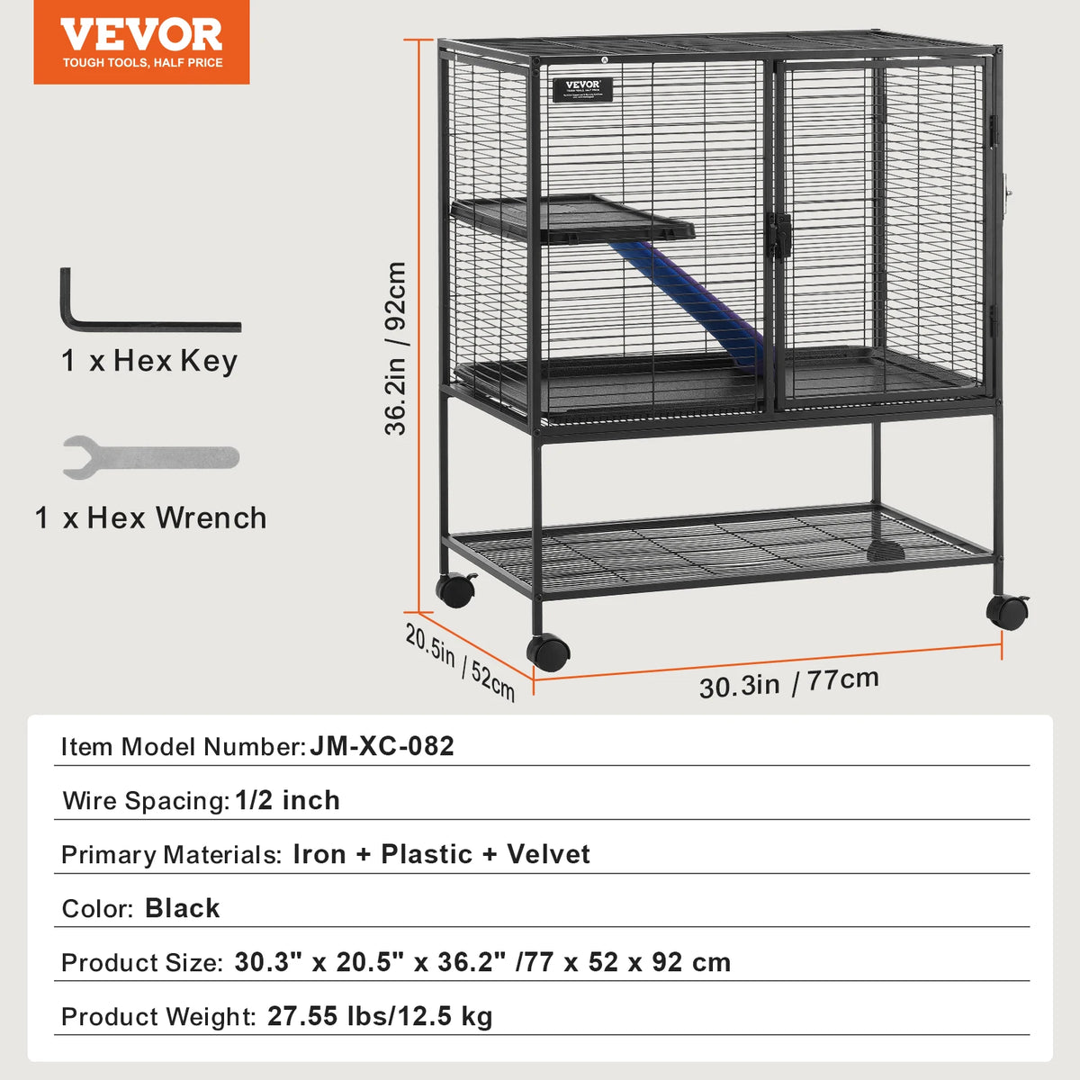 SucceBuy 4-Tier Rolling Metal Ferret Cage For Small Pets