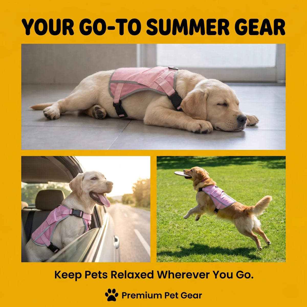 Dog Cooling Vest Harness With Freezer Packs For Outdoor Adventures