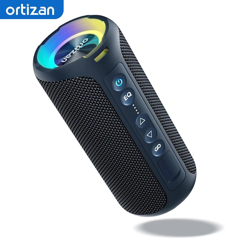 Ortizan Waterproof Bluetooth Speaker With Deep Bass And RGB Lighting