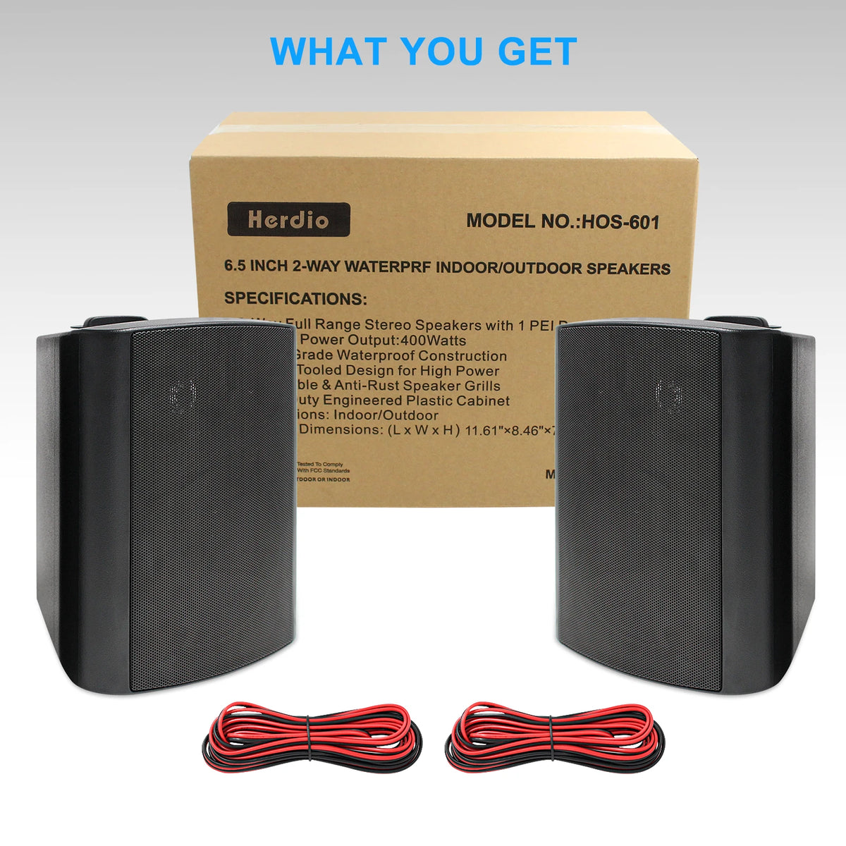 Herdio Waterproof Indoor Outdoor Passive Speakers With Powerful Bass