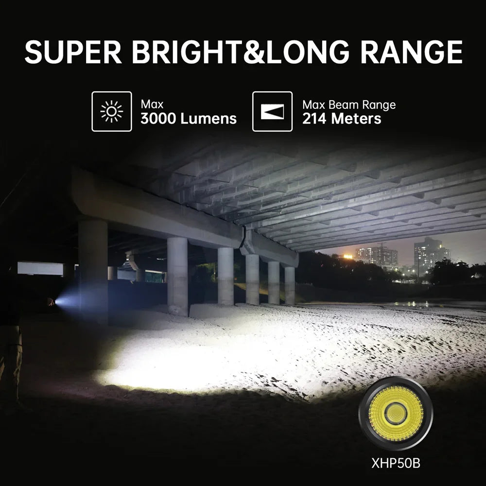 Sofirn SC29 3000 Lumens EDC Flashlight Rechargeable XHP50B LED Powerful 21700 Torch Light Lantern IPX8 for Camping Fishing