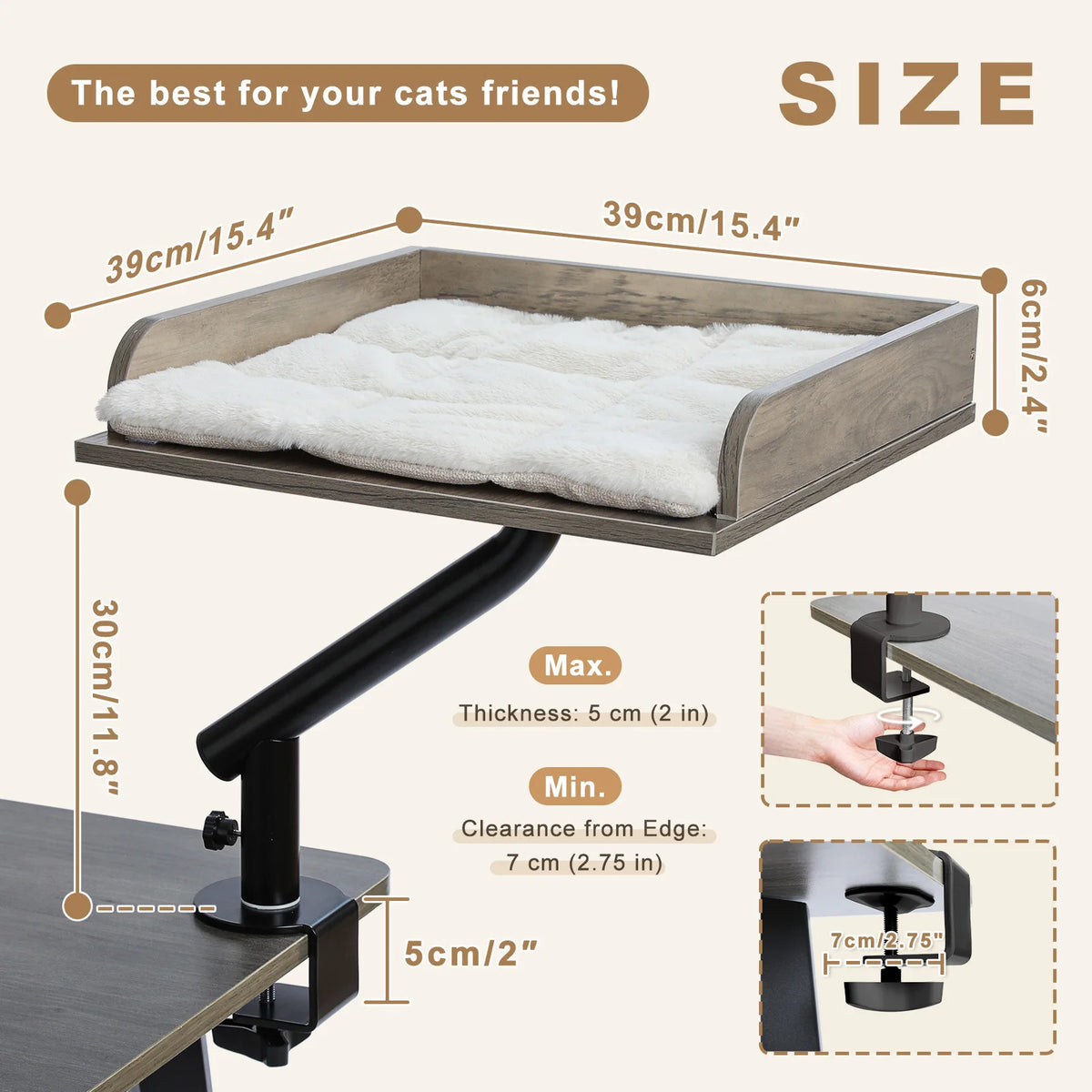PAWZ Road Cat Desk Bed 360° Rotatable Stand for Desk
