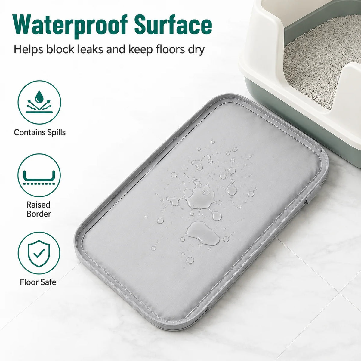 Cumrige Cat Litter Trapping Mat, Washable Waterproof Sand Catcher