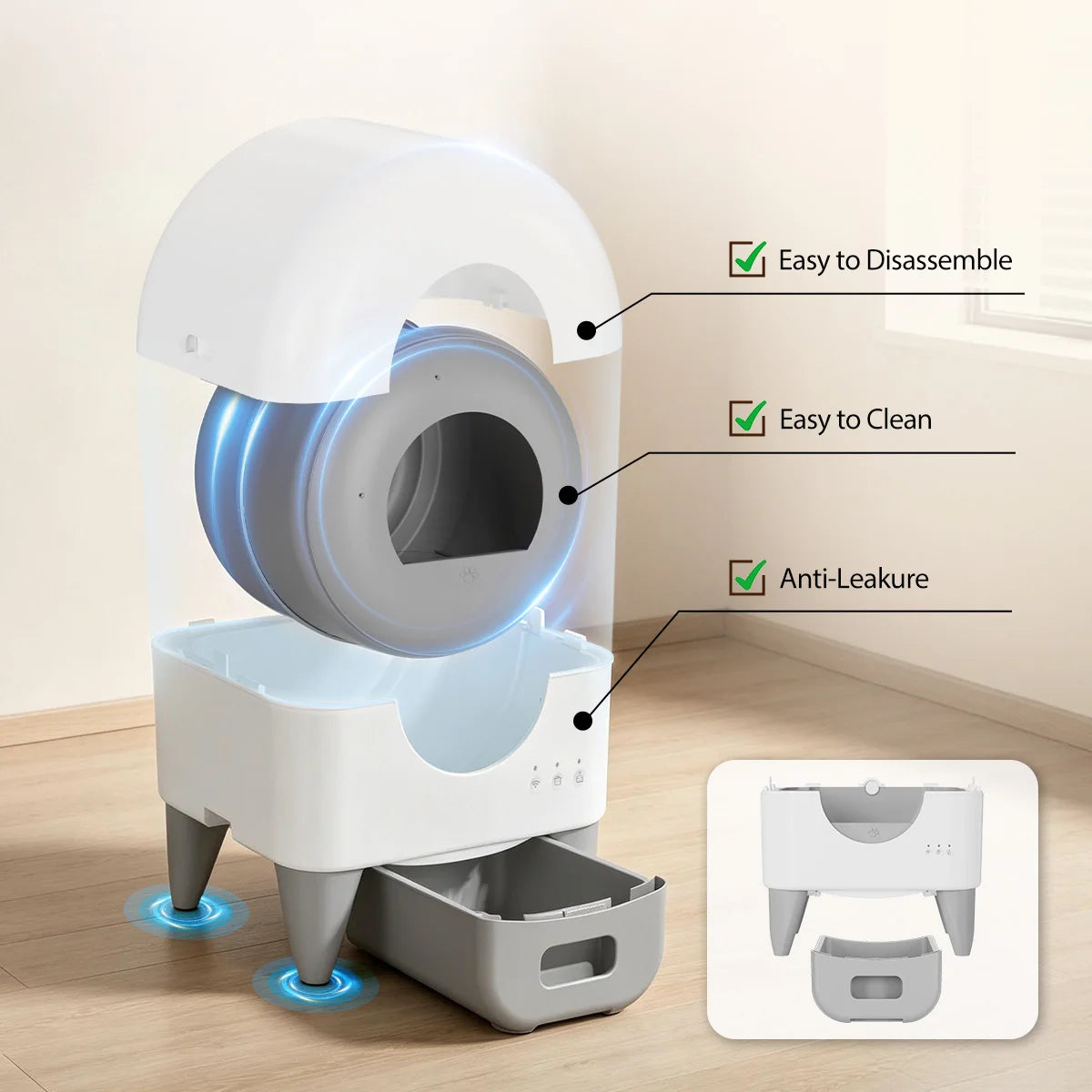 Automatic Smart Cat Litter Box With Intelligent Self Cleaning System