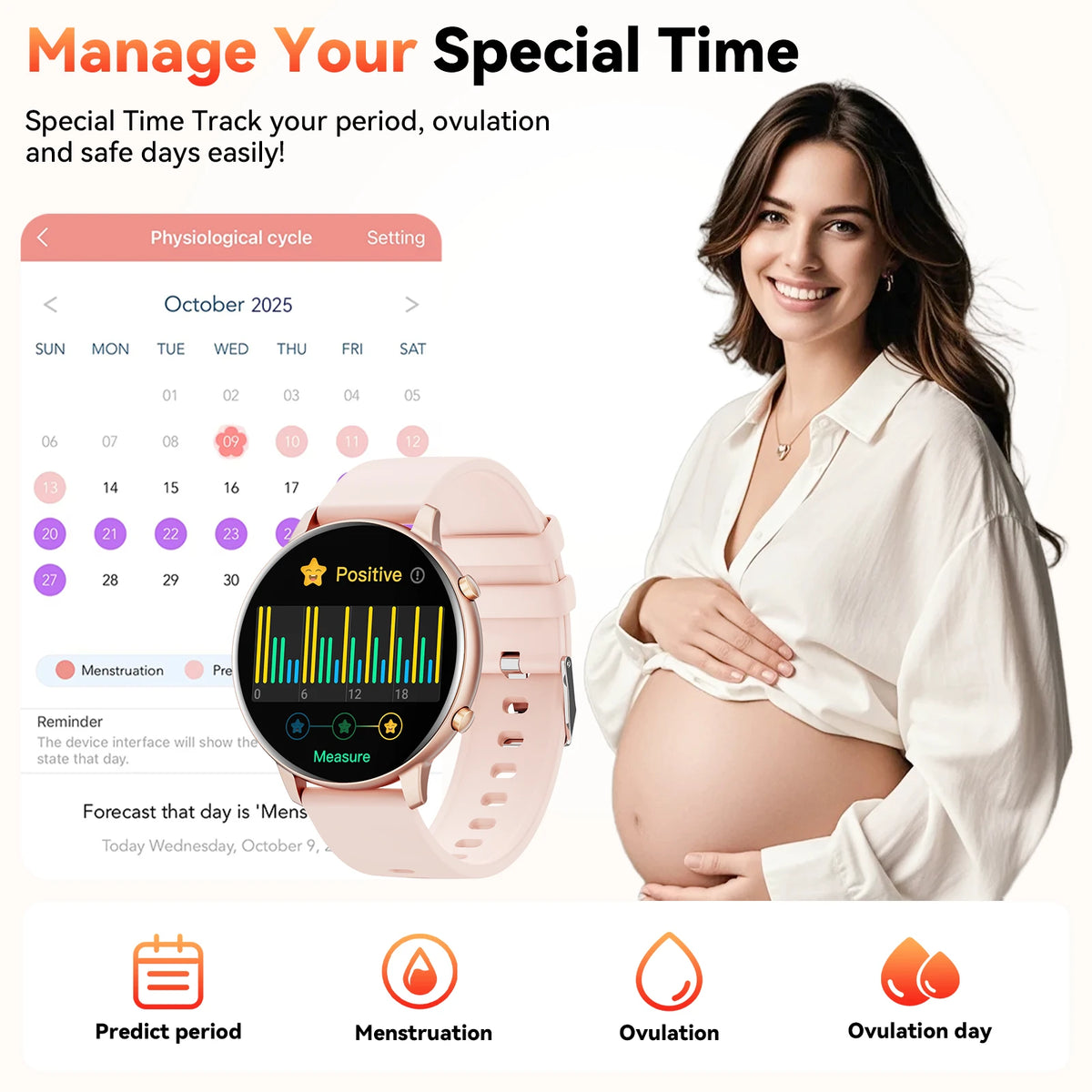 Women's Round Smart Watch With Bluetooth Calling And Fitness Tracking