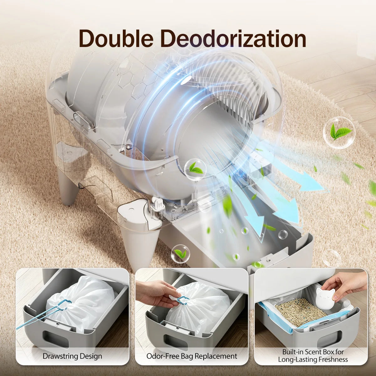 Automatic Smart Cat Litter Box With Intelligent Self Cleaning System