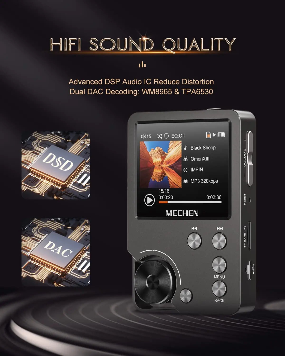 MECHEN Lossless DSD HiFi Music Player With Balanced Audio Output