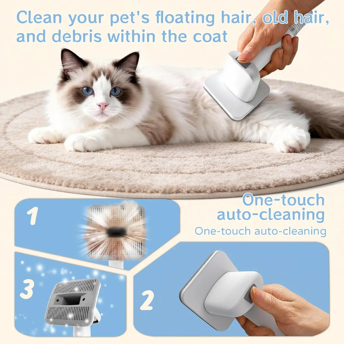 Dog Grooming Vacuum Kit With Shedding Brush And Nail Trimmer