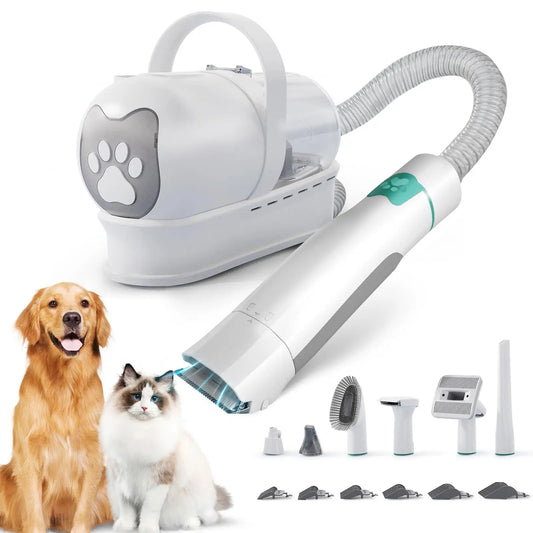 Dog Grooming Vacuum Kit With Shedding Brush And Nail Trimmer
