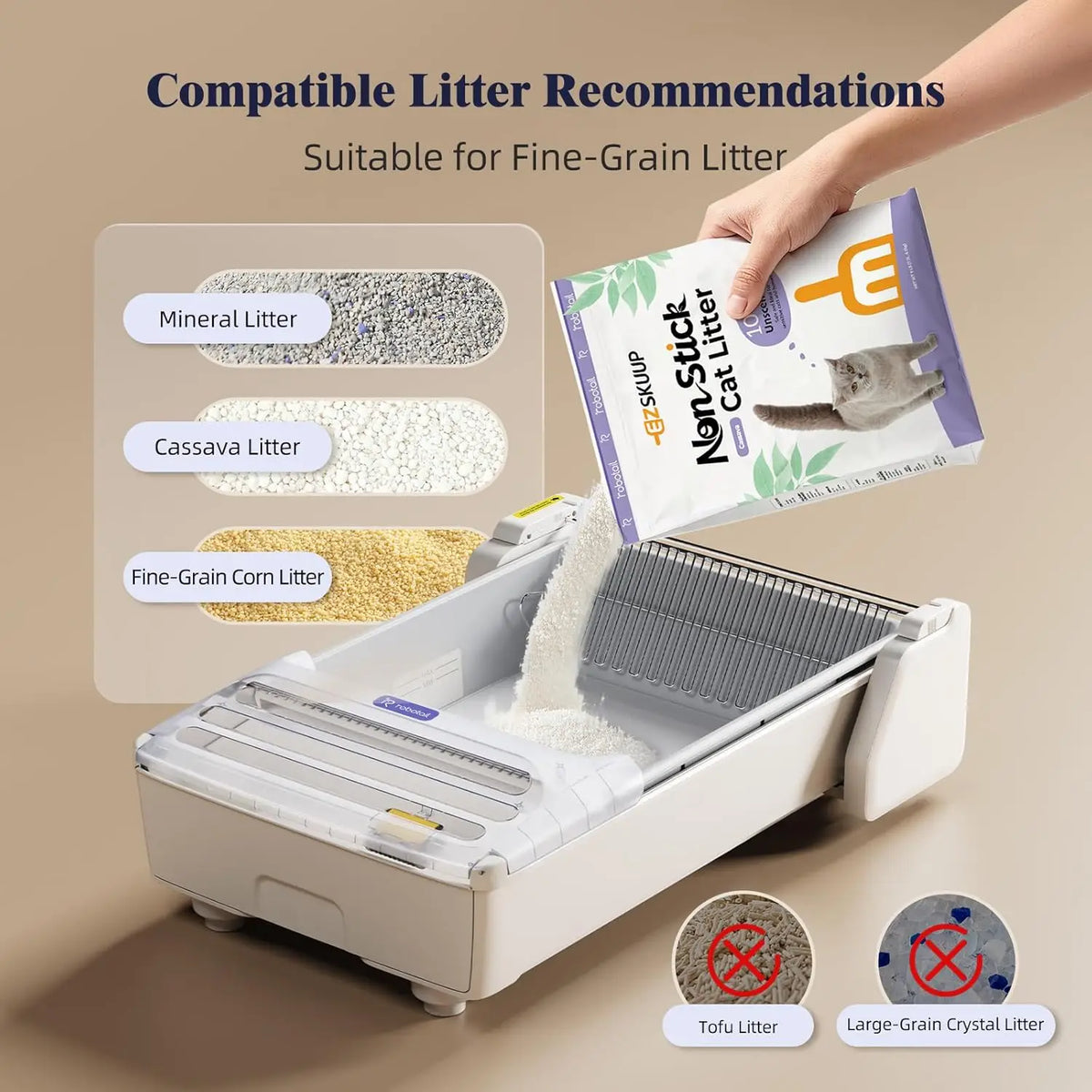 EZSKUUP Cassava Non Stick Cat Litter For Automatic Litter Boxes
