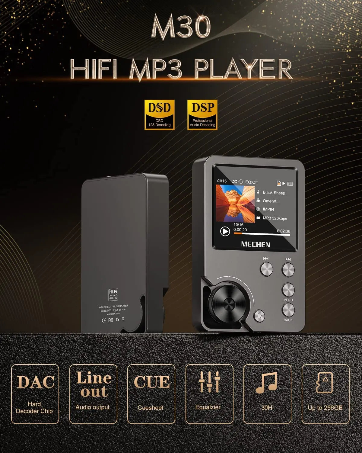 MECHEN Lossless DSD HiFi Music Player With Balanced Audio Output