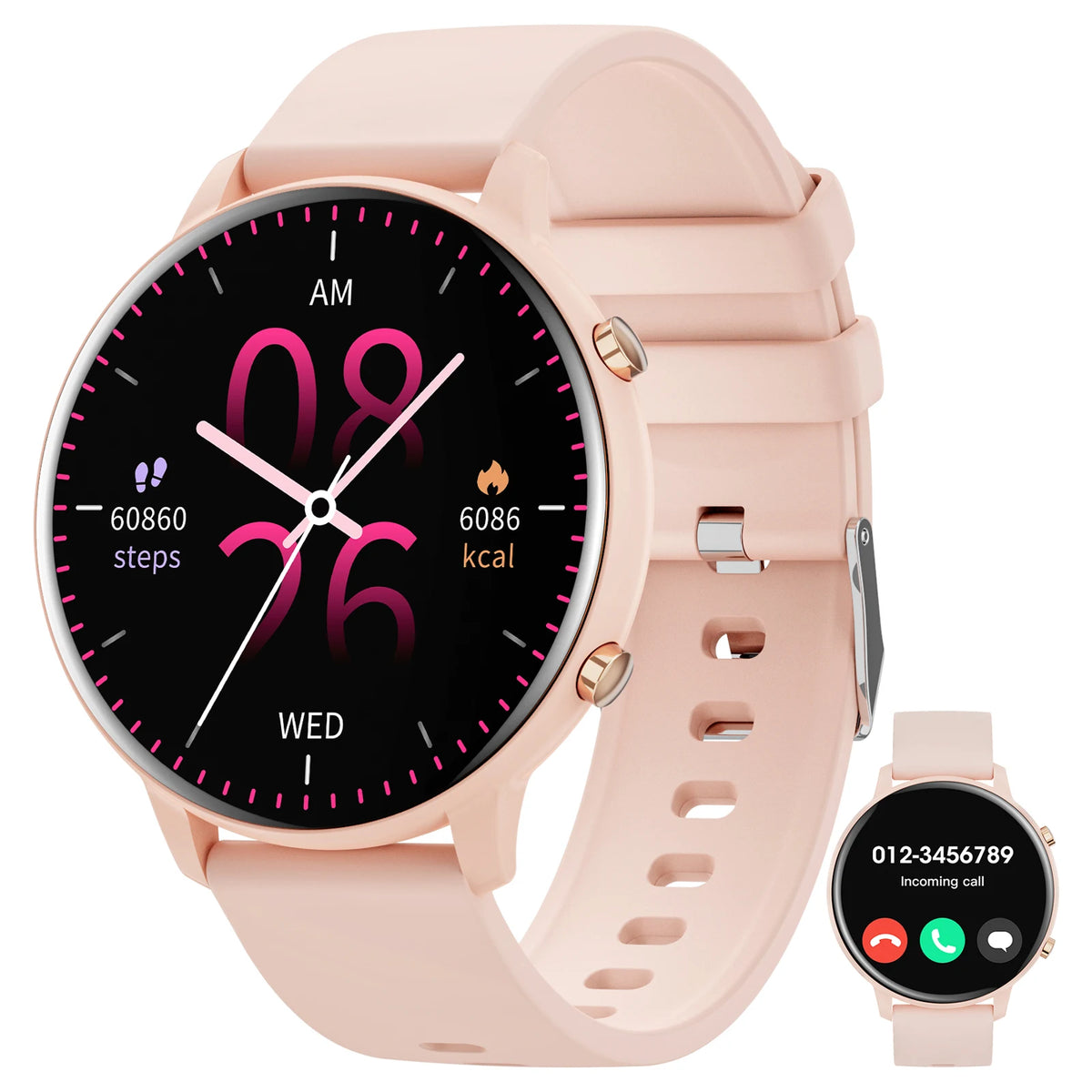 Women's Round Smart Watch With Bluetooth Calling And Fitness Tracking