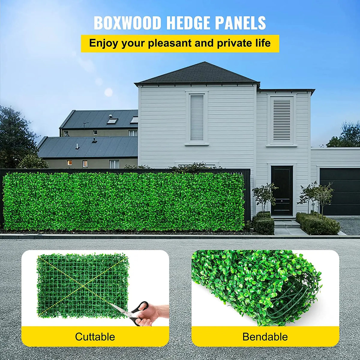 SucceBuy Artificial Boxwood Hedge Wall Panel Faux Greenery Background