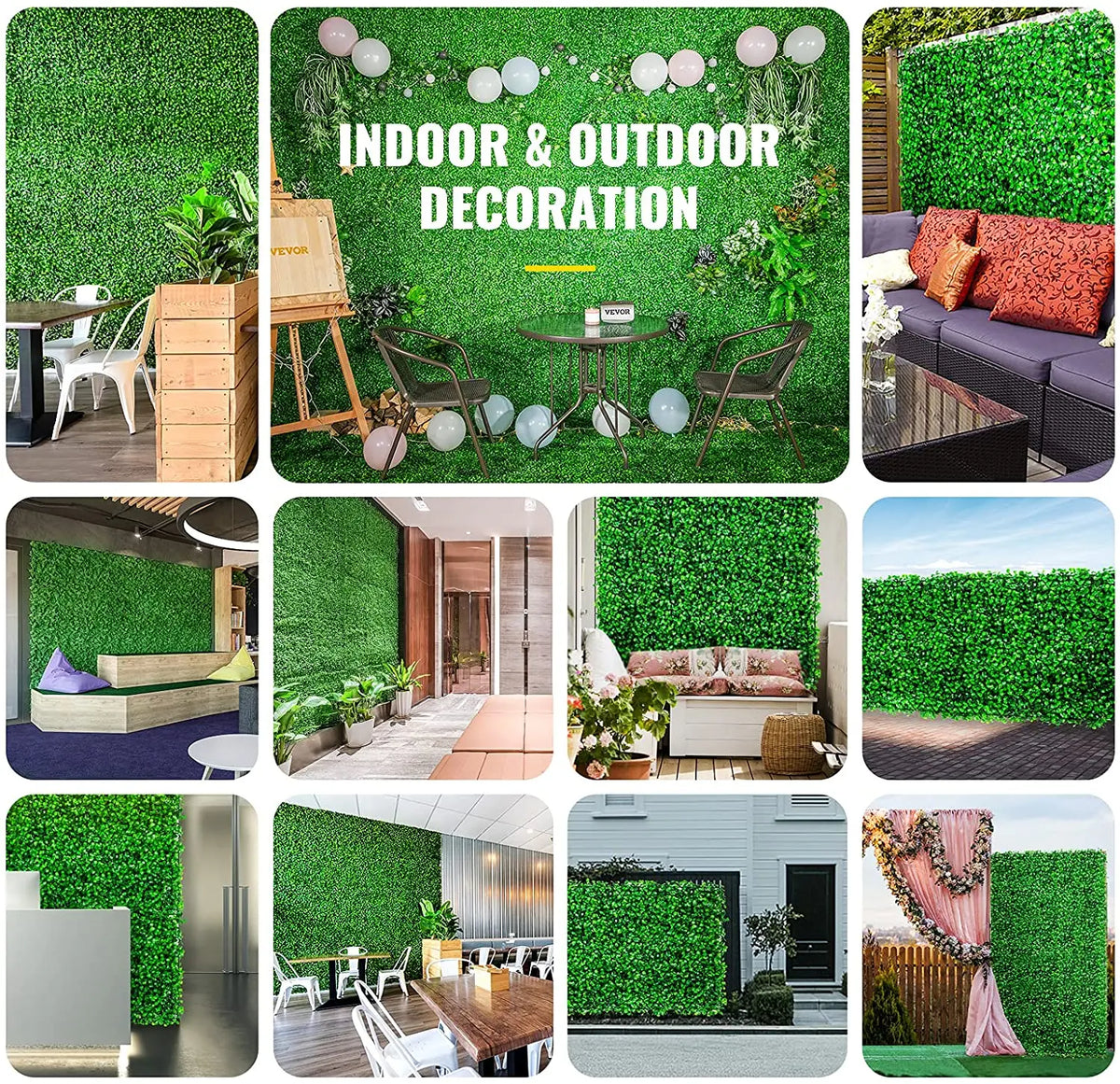 SucceBuy Artificial Boxwood Hedge Wall Panel Faux Greenery Background