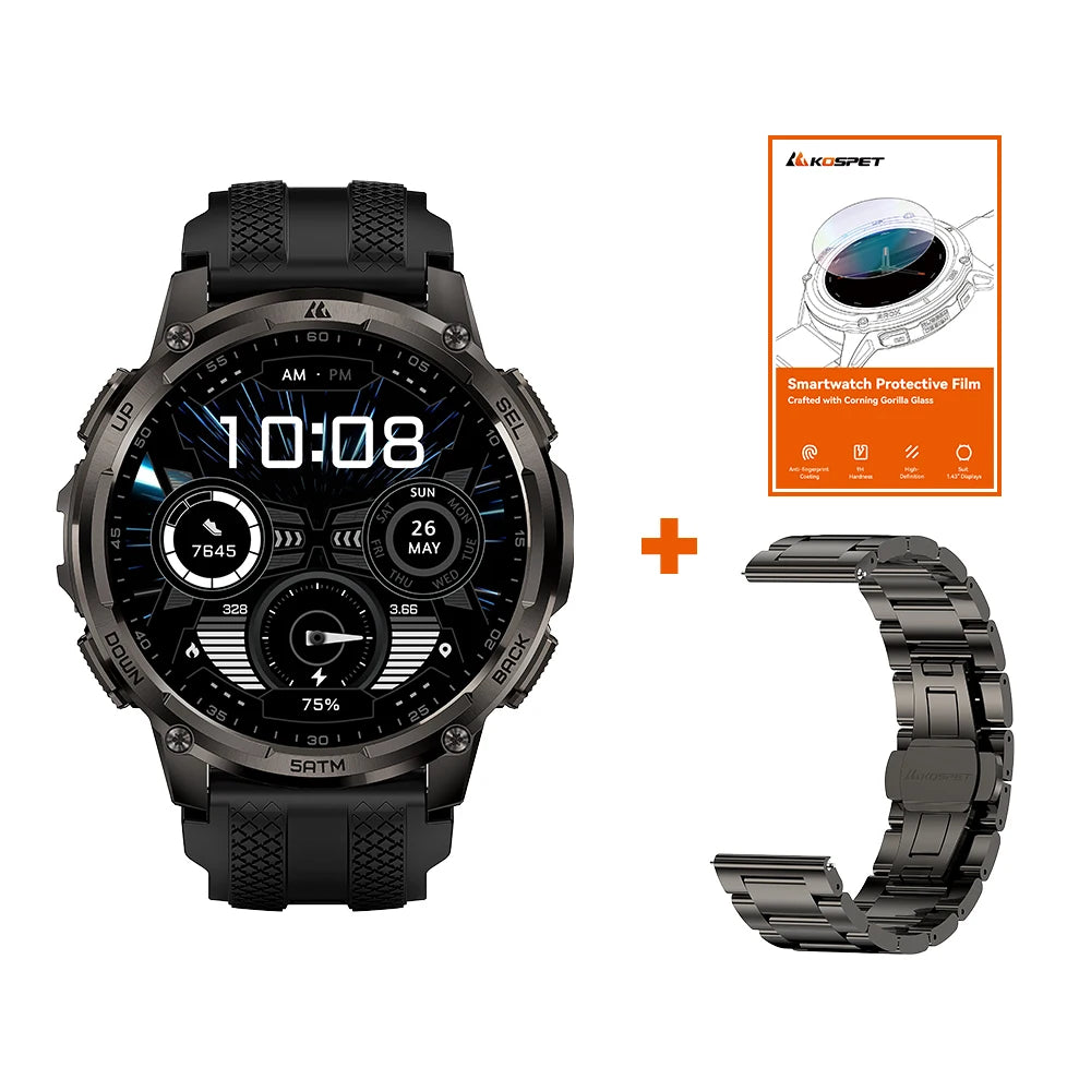KOSPET TANK T4C Rugged GPS Smartwatch With Flashlight Fitness Tracker