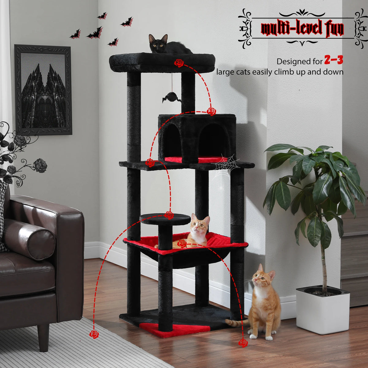 PAWZ Road Indoor Cat Tree With Hammock And Scratching Posts