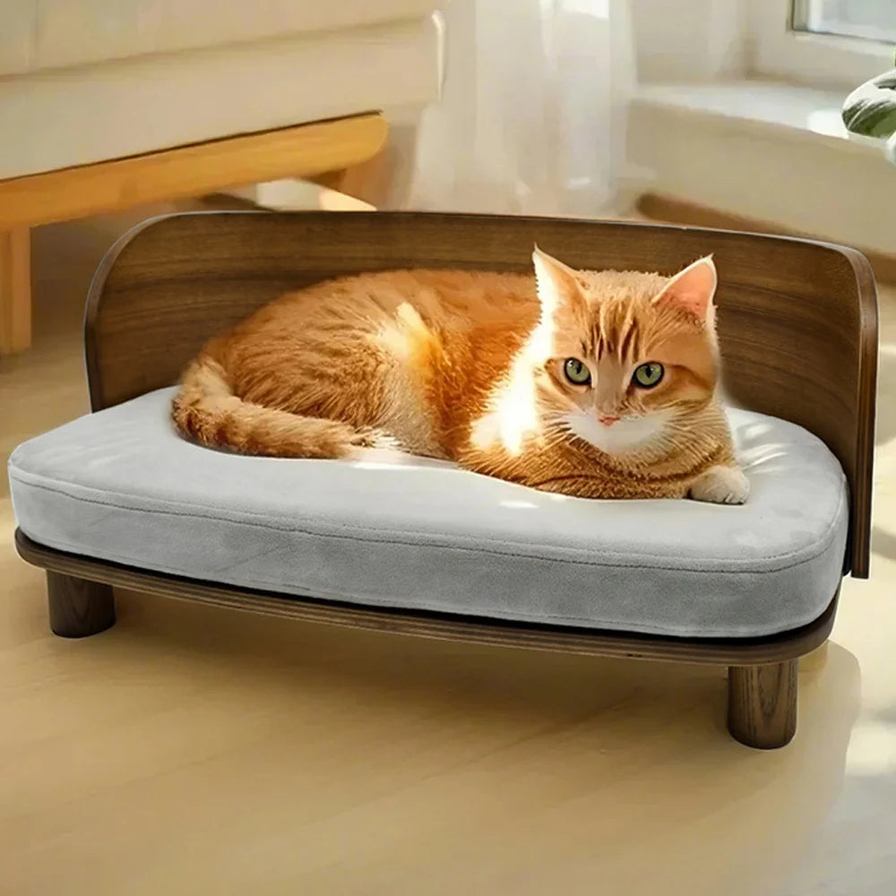 BORWART Elevated Wooden Pet Sofa Bed With Waterproof Cushion