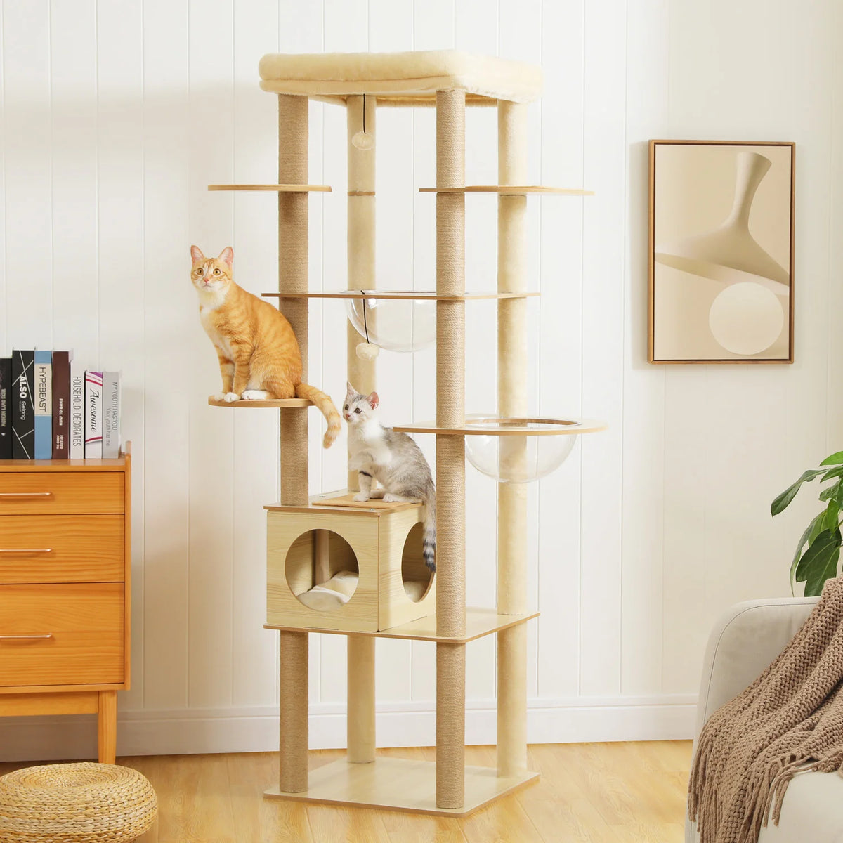 PAWZ Ro Multi Level Cat Tree Indoor Wood Tower Scratcher