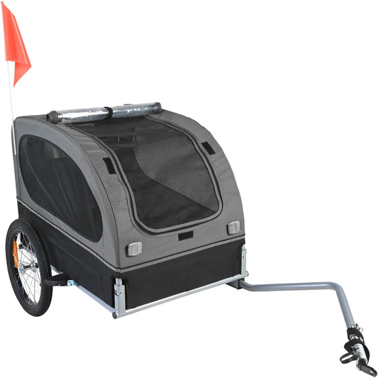SucceBuy Collapsible Dog Bicycle Trailer Pet Carrier With Wheels