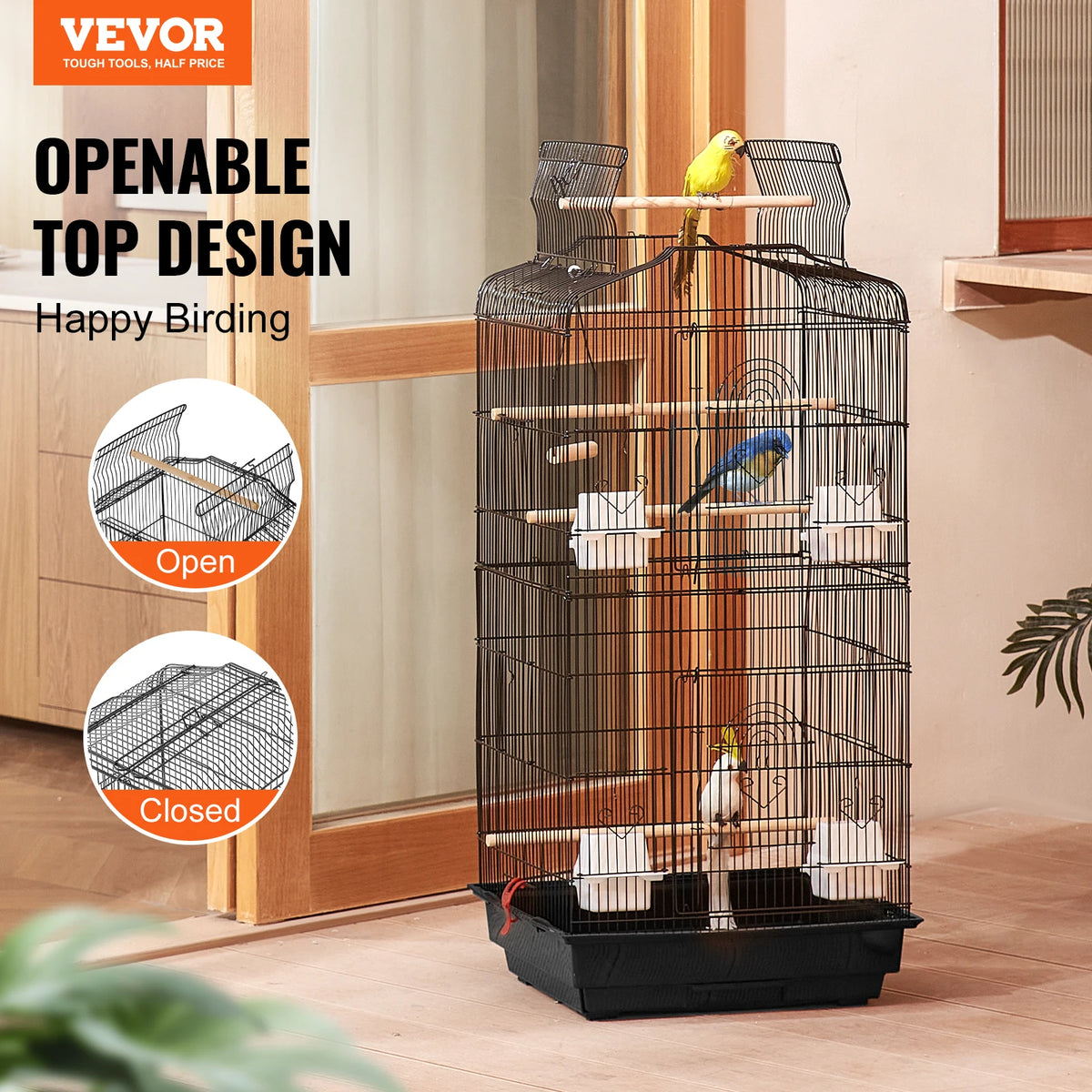 Hanging Bird Cage With Swing And Perch For Exotic Birds