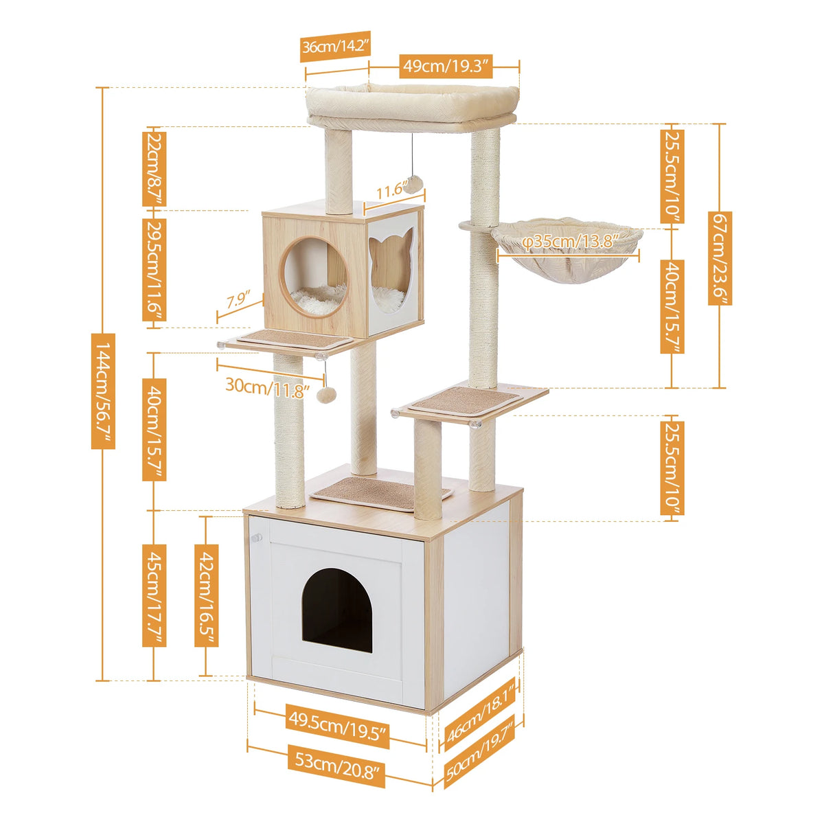 PAWZ Ro Multi Level Cat Tree Indoor Wood Tower Scratcher
