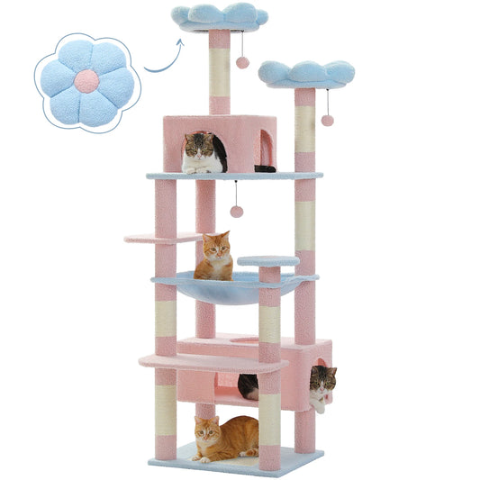 PETEPELA Cat Tree Tower With Sisal Posts Hammock And Perches