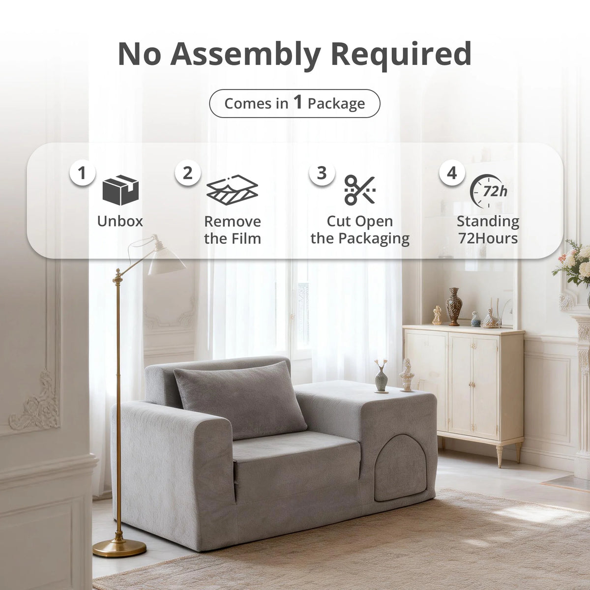 Convertible Pet Friendly Sofa Bed With Ottoman Easy Clean Upholstery