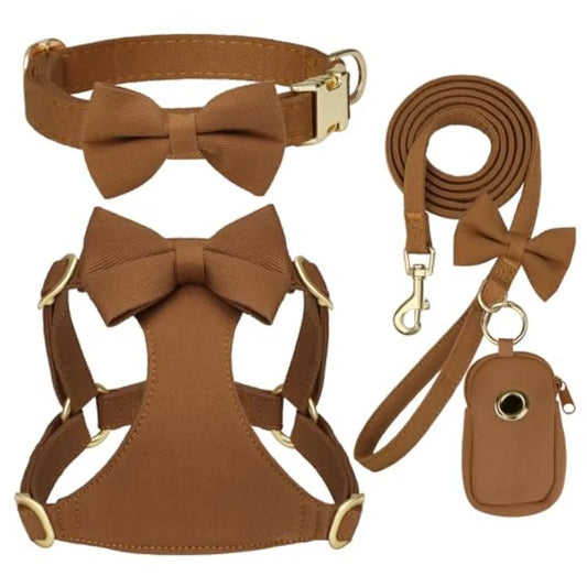 Adjustable Dog Harness Collar And Leash Set For Walking