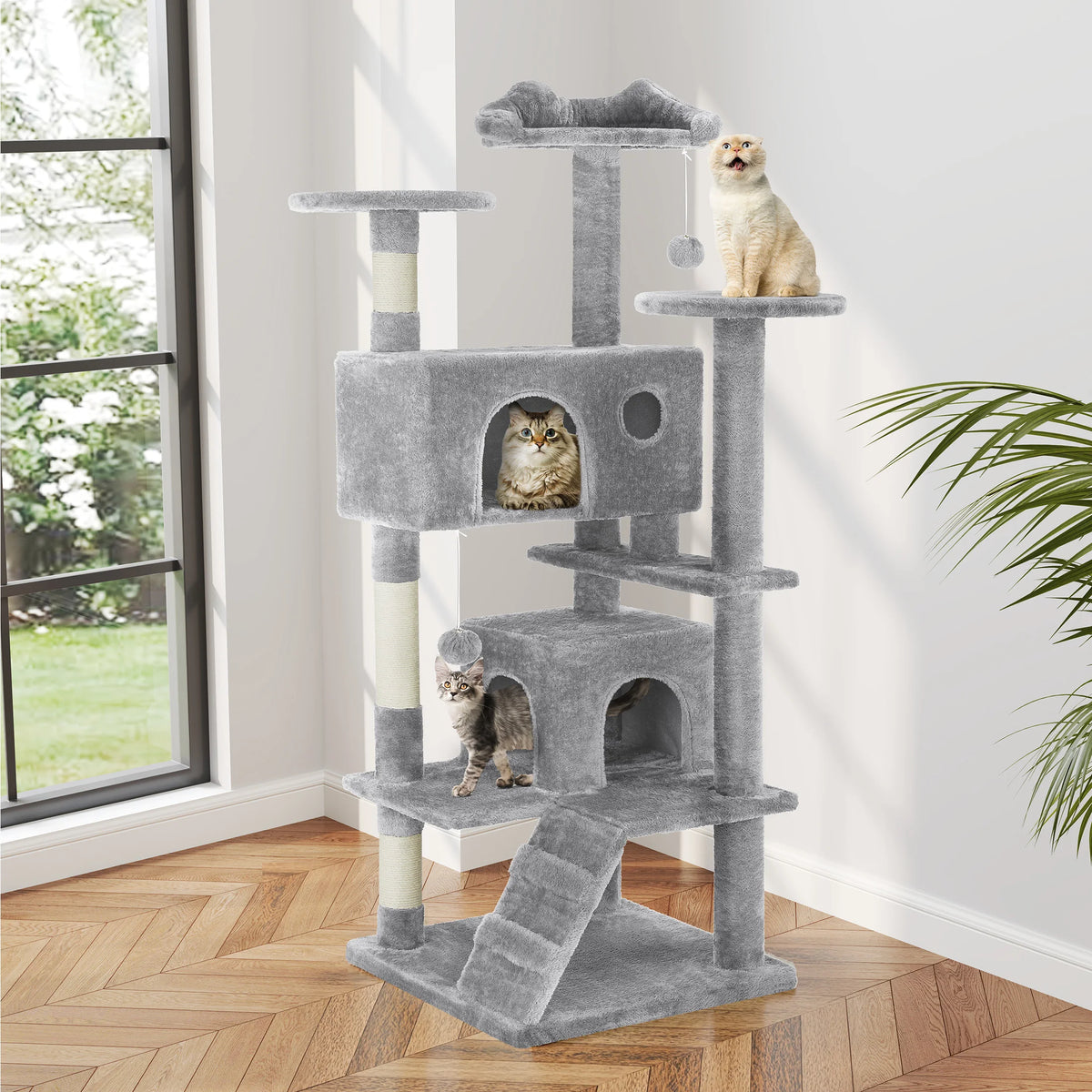 MCQ Indoor Cat Tree Multi Level Scratching Post Climbing Ladder