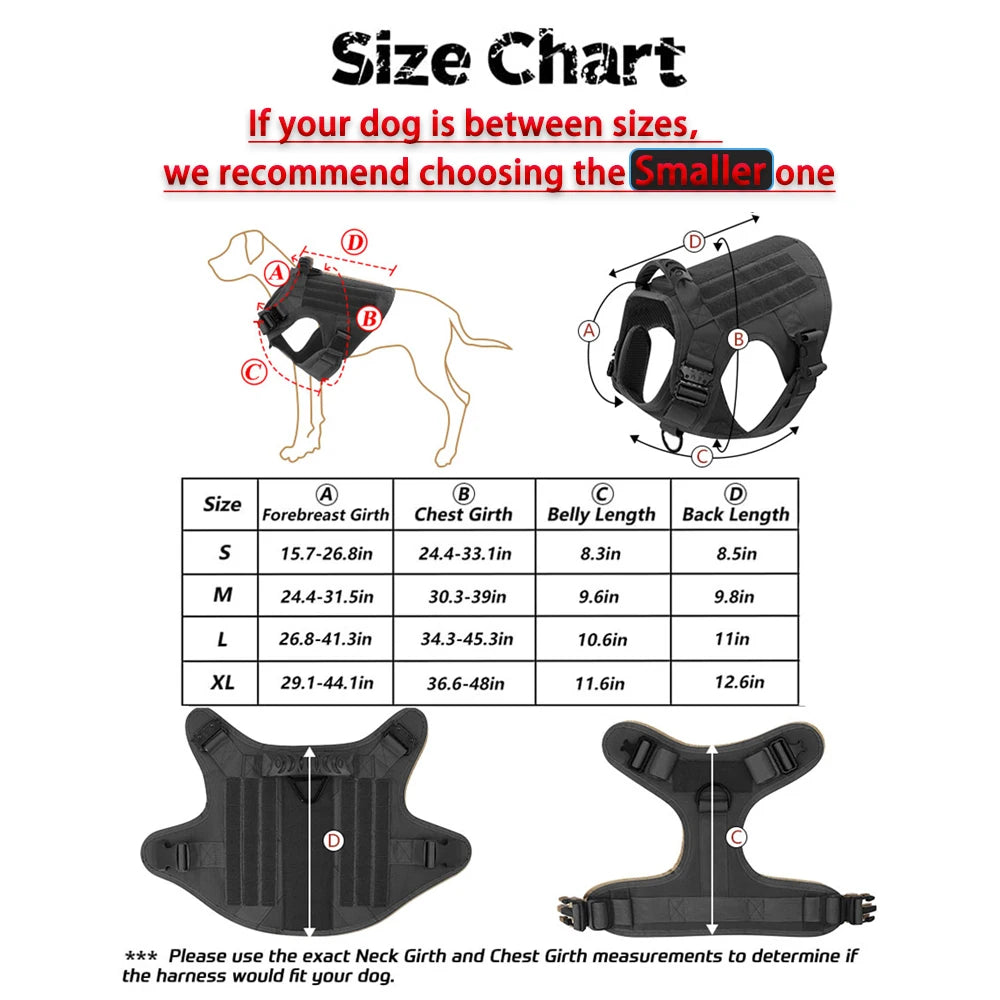 Adjustable Tactical Nylon Dog Harness With Quick Release