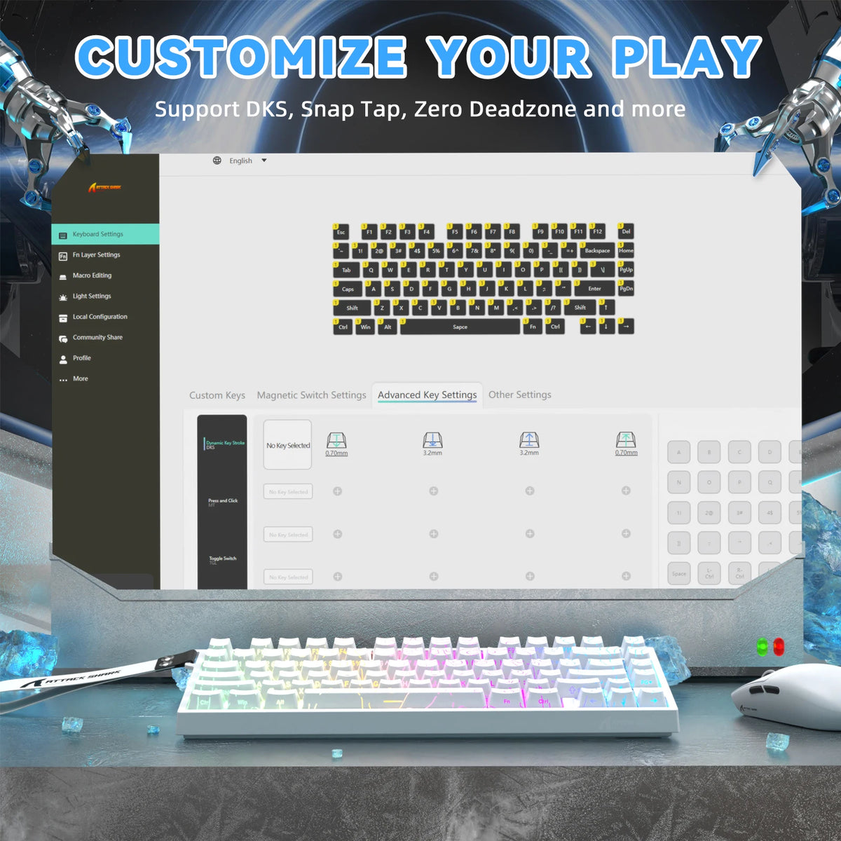 Attack Shark R82HE Wired Hall Effect Rapid Trigger Gaming Keyboard