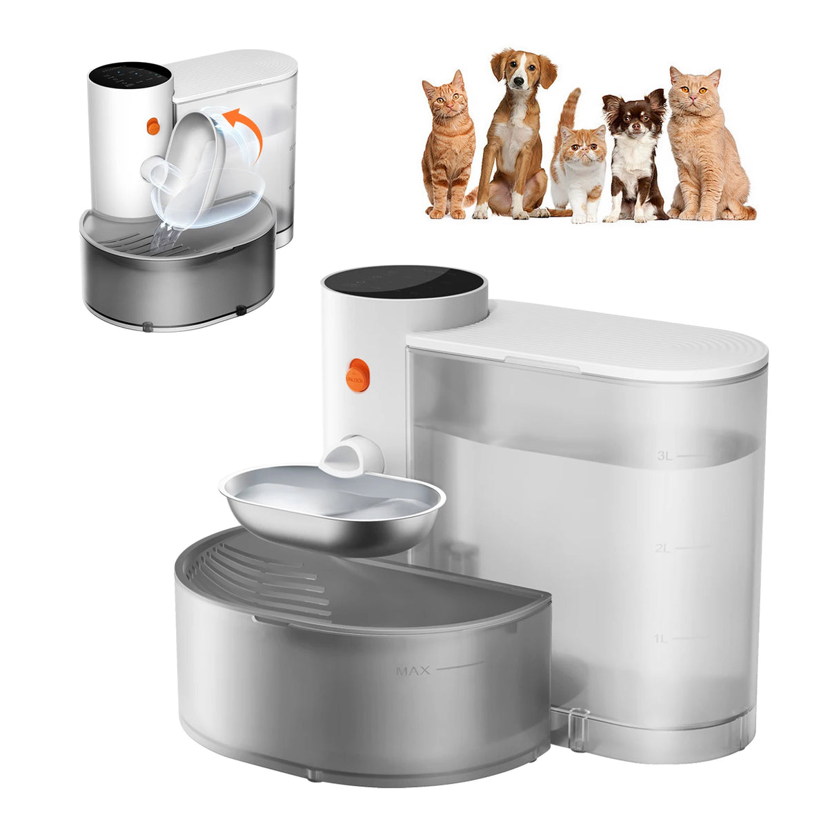 Petgravity Stainless Steel Cat Water Dispenser With Automatic Purification
