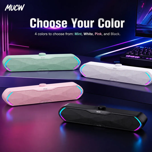 MUCW Bluetooth USB Gaming Soundbar With Stereo Speaker Audio