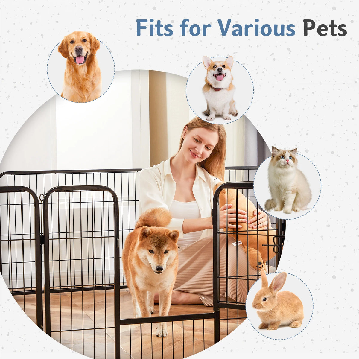 JHK Metal Foldable Dog Playpen For Indoor And Outdoor Exercise