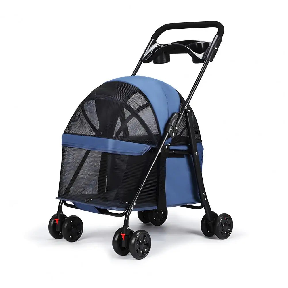 Foldable Four Wheel Pet Stroller with Breathable Mesh Window