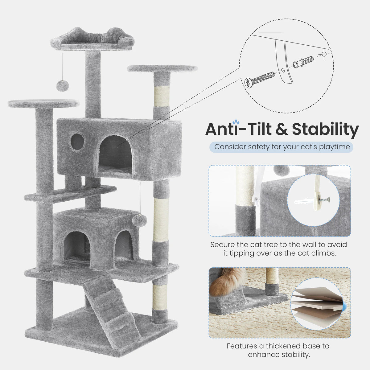 MCQ Indoor Cat Tree Multi Level Scratching Post Climbing Ladder