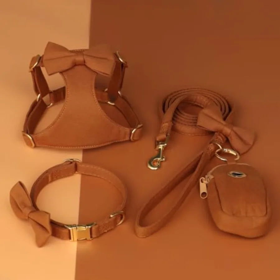 Adjustable Dog Harness Collar And Leash Set For Walking