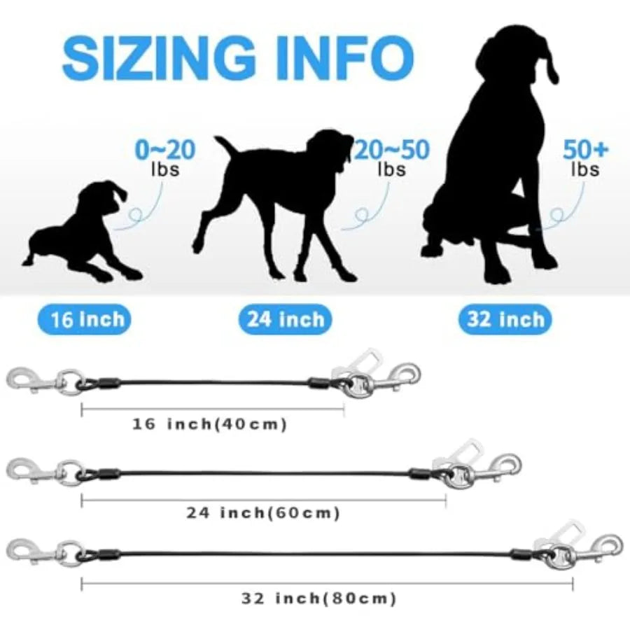 Dog Car Seat Belt Harness With Chew Resistant Tether Cable