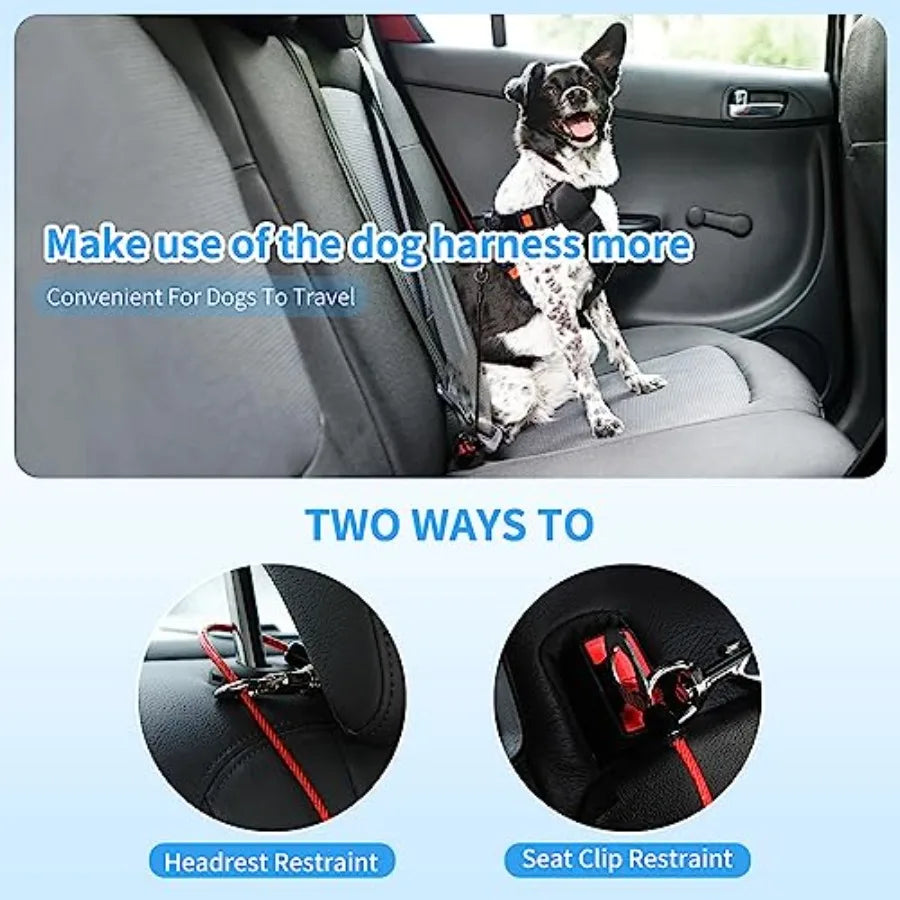 Dog Car Seat Belt Harness With Chew Resistant Tether Cable