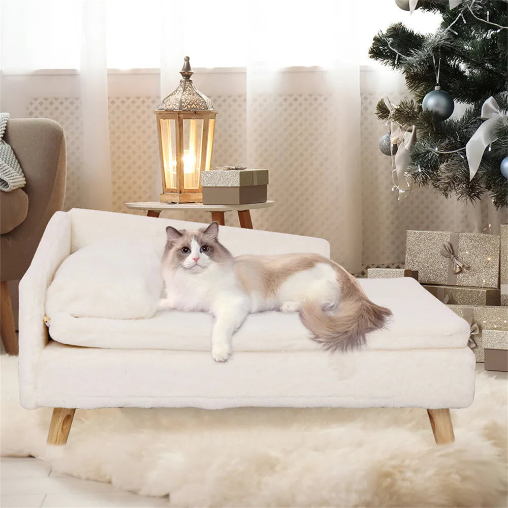 BORWART Elevated Dog Sofa Bed With Plush Cushion And Backrest