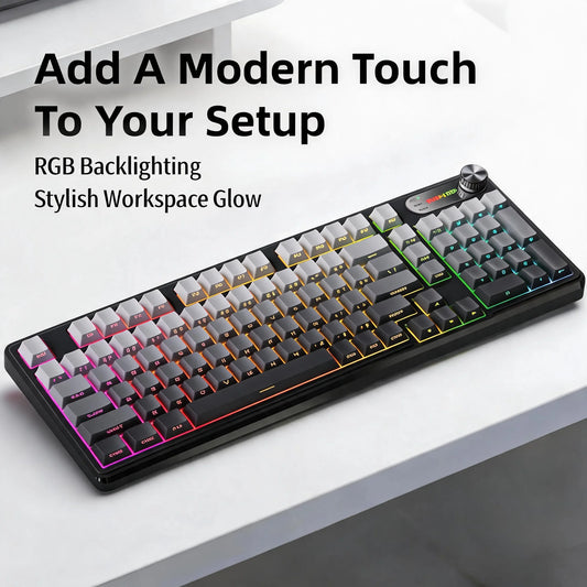 Tri Mode Wireless 98 Key Mechanical Style RGB Keyboard