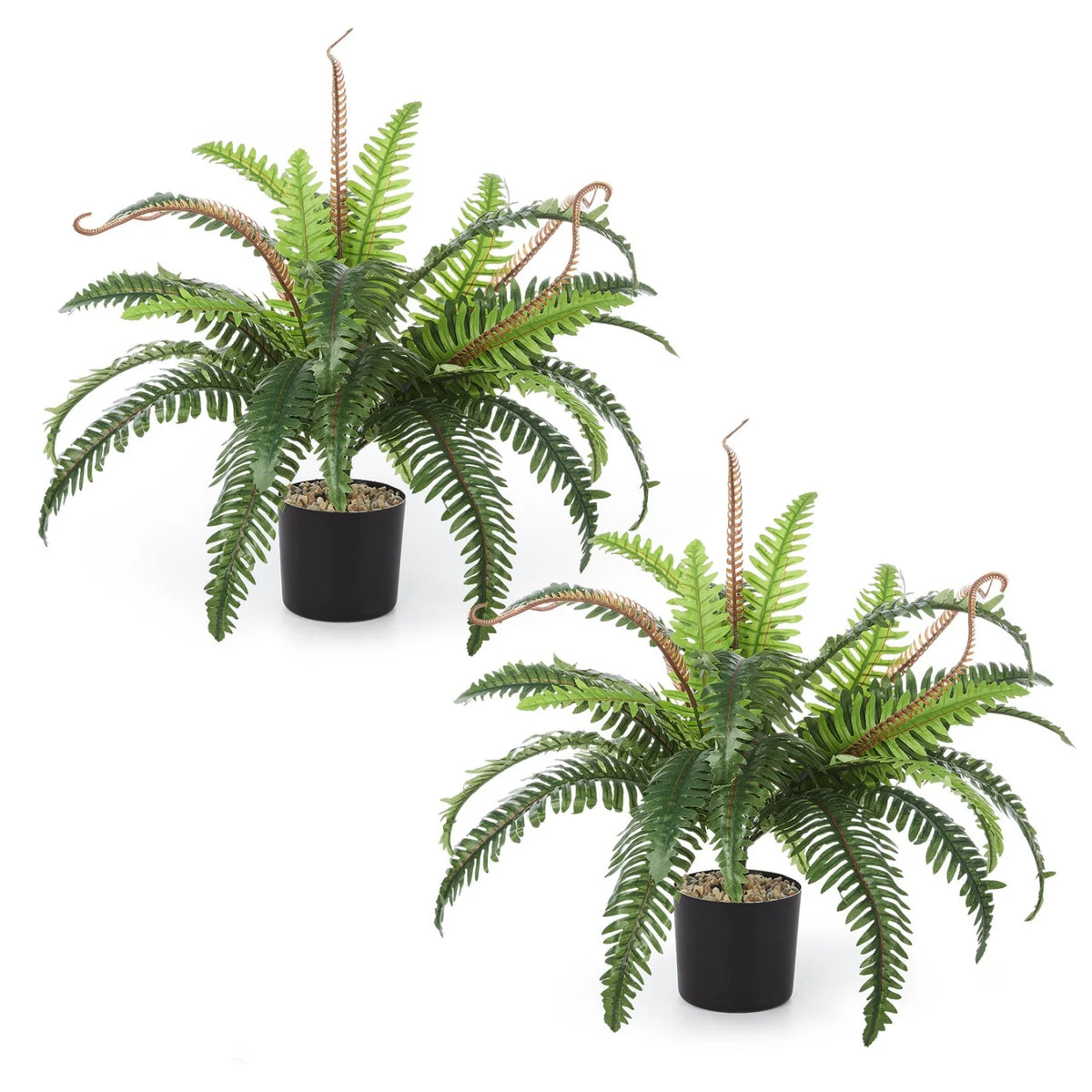 2 Pack Small Artificial Lifelike Fern Plants in Pot, 25" Fake Fern Bush Indoor Outdoor Faux Greenery for Home Office Decor, Patio Garden Farmhouse Windowsill