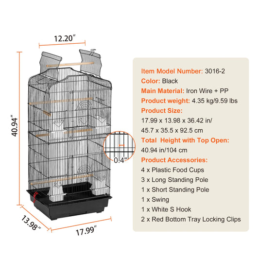 Hanging Bird Cage With Swing And Perch For Exotic Birds