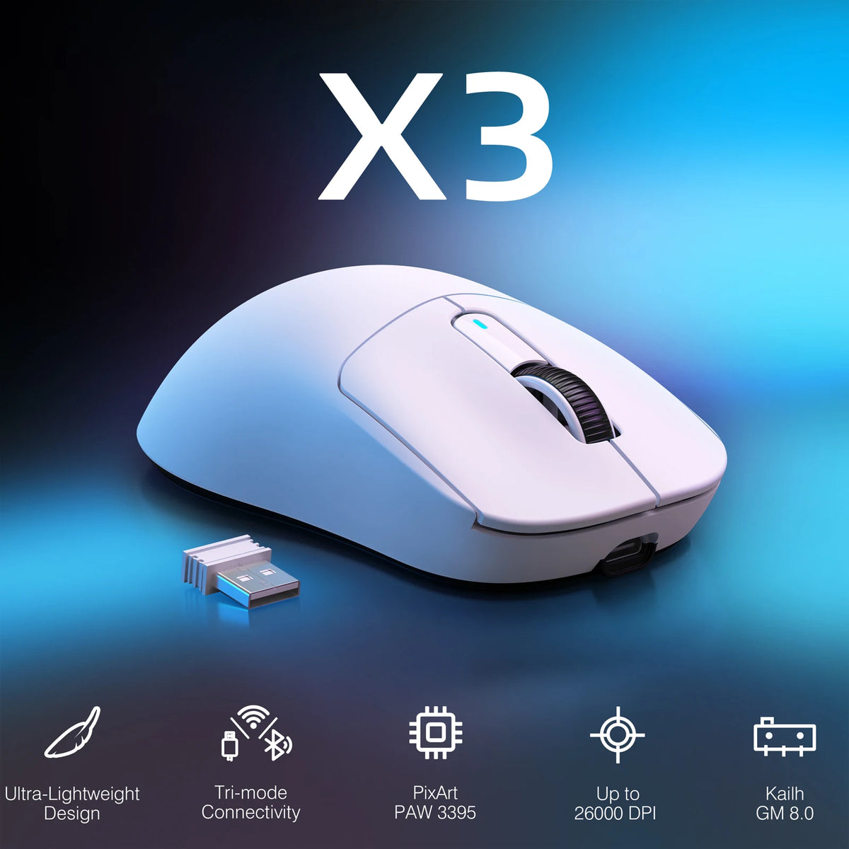 Attack Shark X3 Wireless Gaming Mouse With PAW3395 Optical Sensor