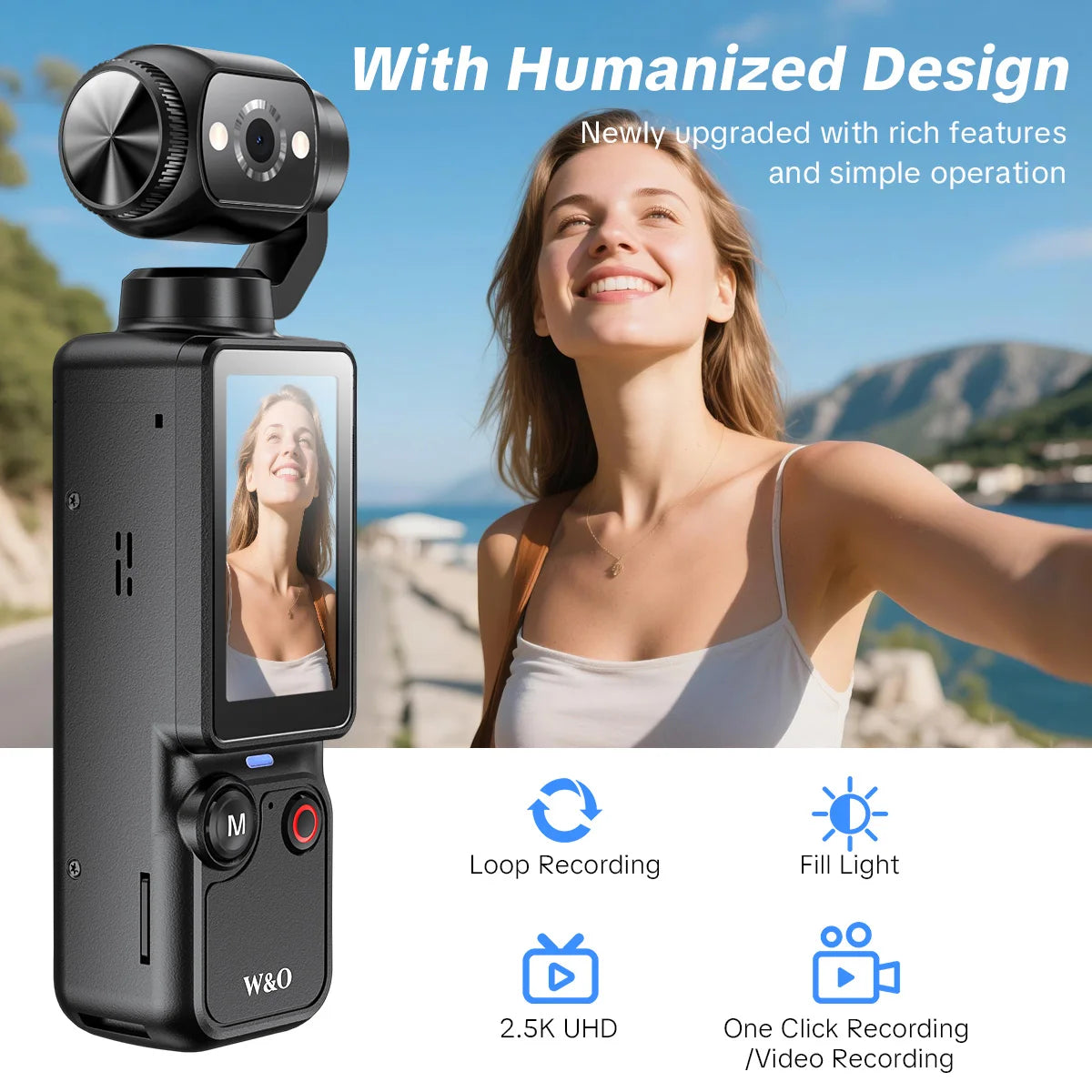 W&O 2.5K Digital Camera With 16X Zoom And Rotating Lens