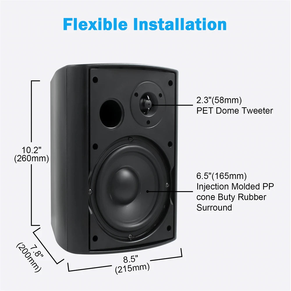 Herdio Waterproof Indoor Outdoor Passive Speakers With Powerful Bass