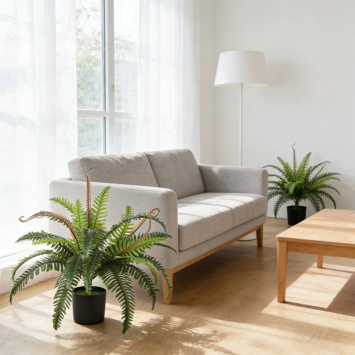 2 Pack Small Artificial Lifelike Fern Plants in Pot, 25" Fake Fern Bush Indoor Outdoor Faux Greenery for Home Office Decor, Patio Garden Farmhouse Windowsill