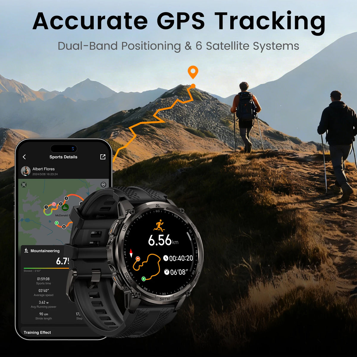 KOSPET TANK T4C Rugged GPS Smartwatch With Flashlight Fitness Tracker